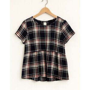 🎅 3/$15 SALE Torrid Black and White Plaid Short Sleeve Blouse - Plus Size 3